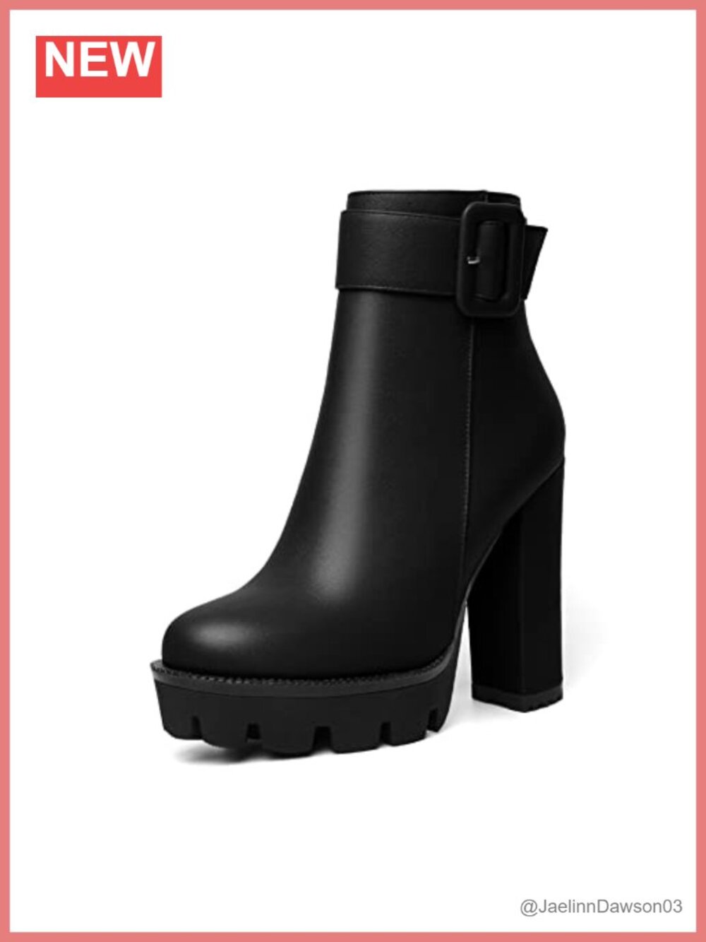 Women's Faux Leather Chunky Heel Platform Ankle Boots with Side Zipper